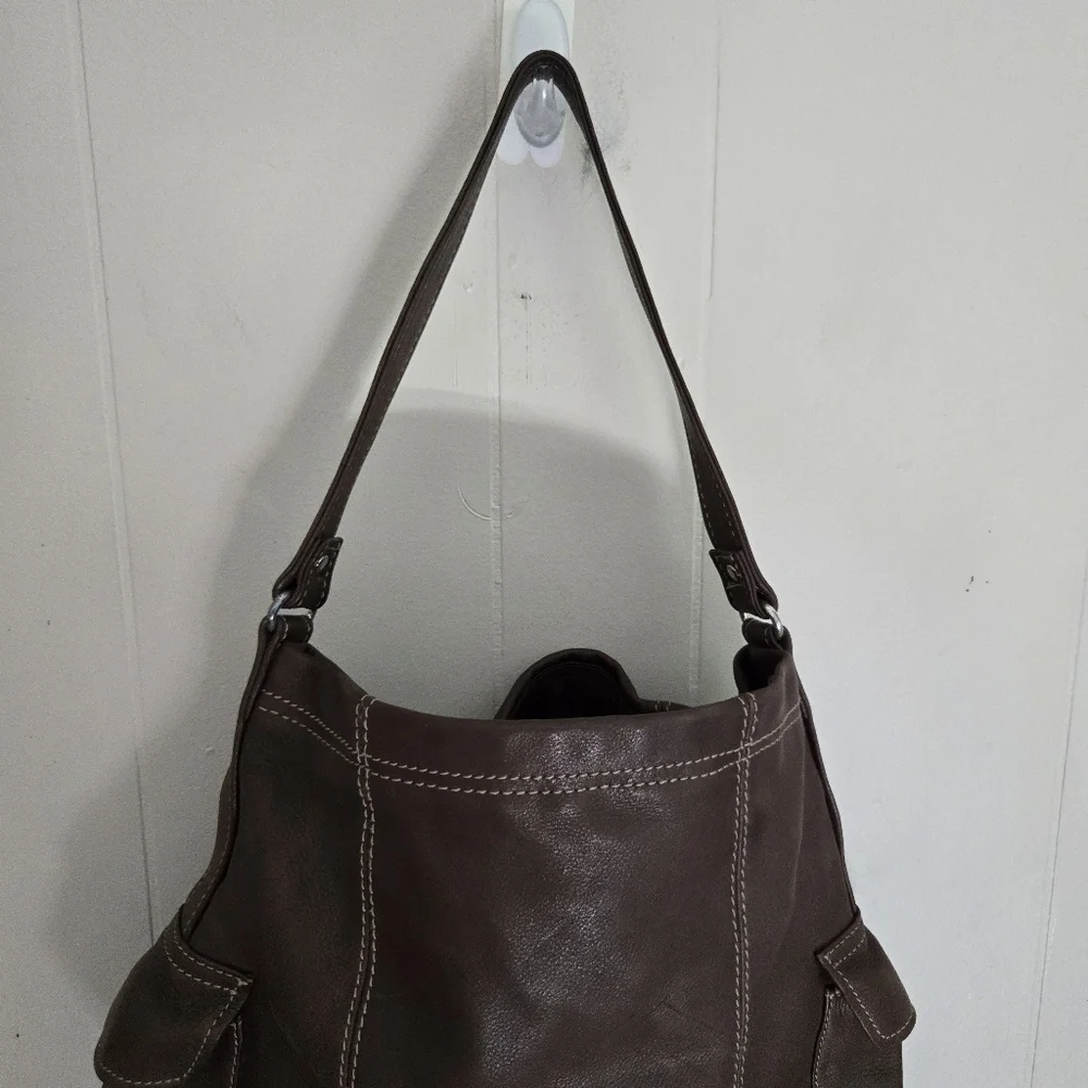 Fossil Brown Pebbled Leather Shoulder Bag Purse - Picture 2 of 11